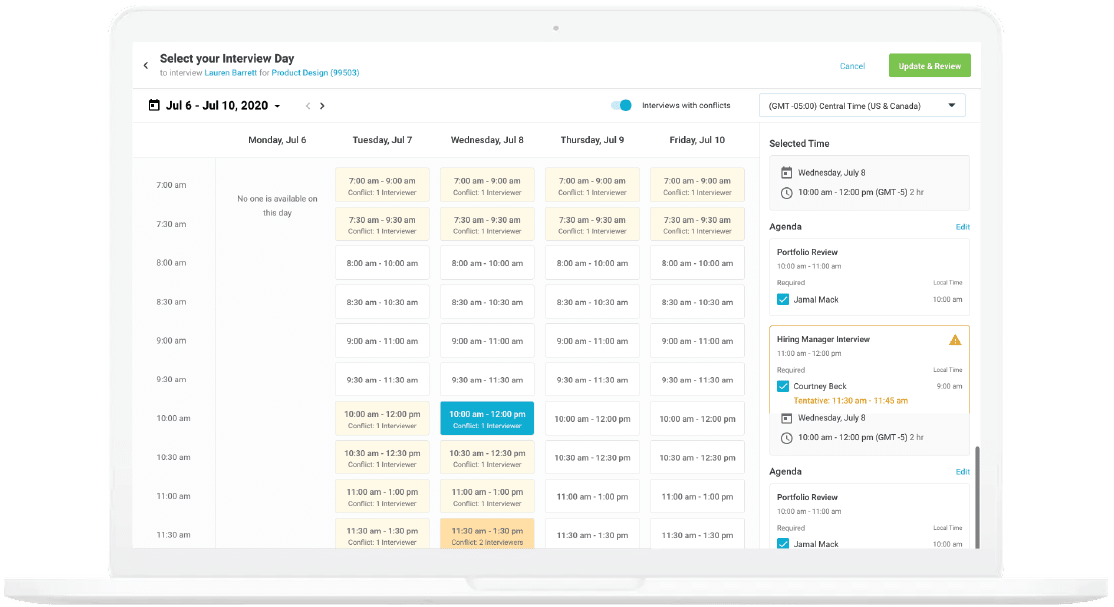 Interview scheduling with Yello