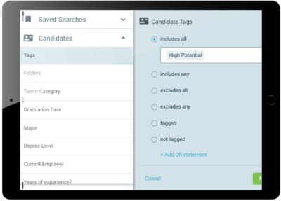 Screenshot of CRM advanced filtering capabilities