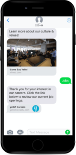 Screenshot of phone that shows text message recruiting